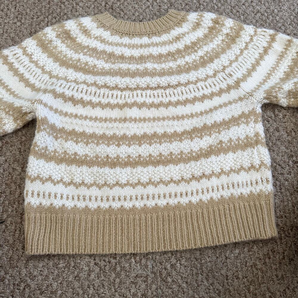 American Eagle | Women’s Size Medium Cream/Tan Fair Isle Knit Crewneck Sweater - Picture 3 of 8